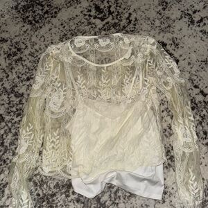 Adam Levine Collection Cream Lace Blouse